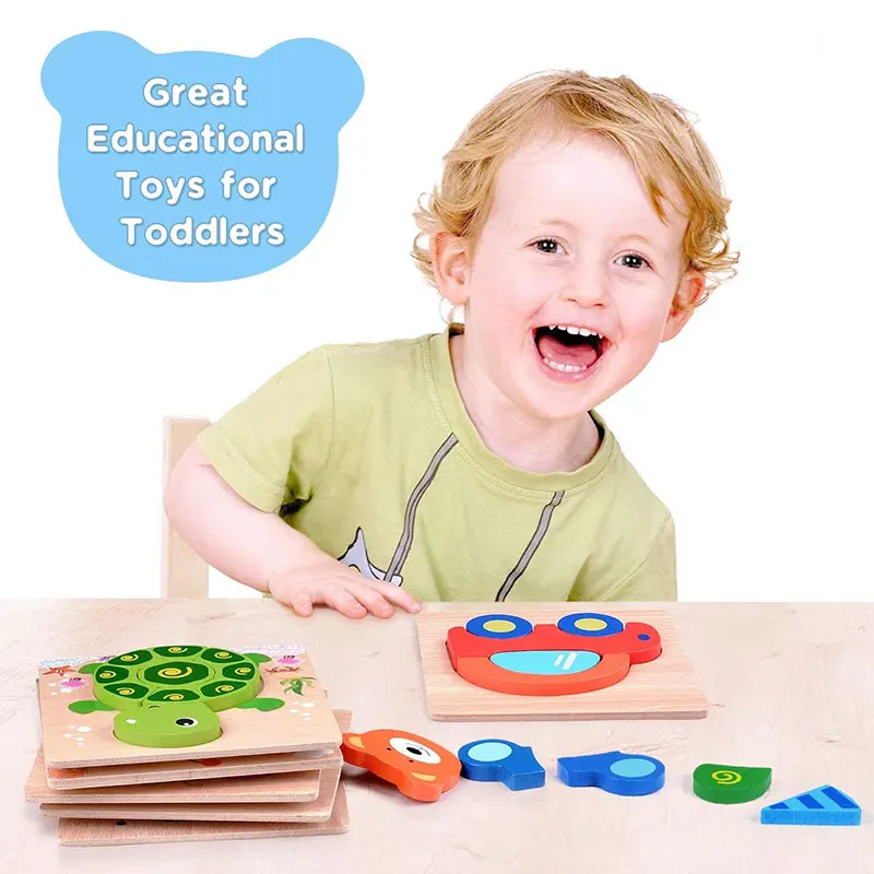 

Cartoon Animal 3D Wooden Puzzle Montessori Toys Double-sided Strip Puzzles Educational Toys For Children Kids Jigsaw Puzzle