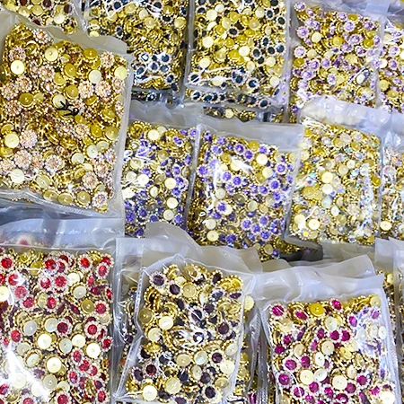 

AB Sun flower Glass Rhinestones Claw sewing Crystal Stone Gold Base Sew on Rhinestones Wedding dress clothing Accessories