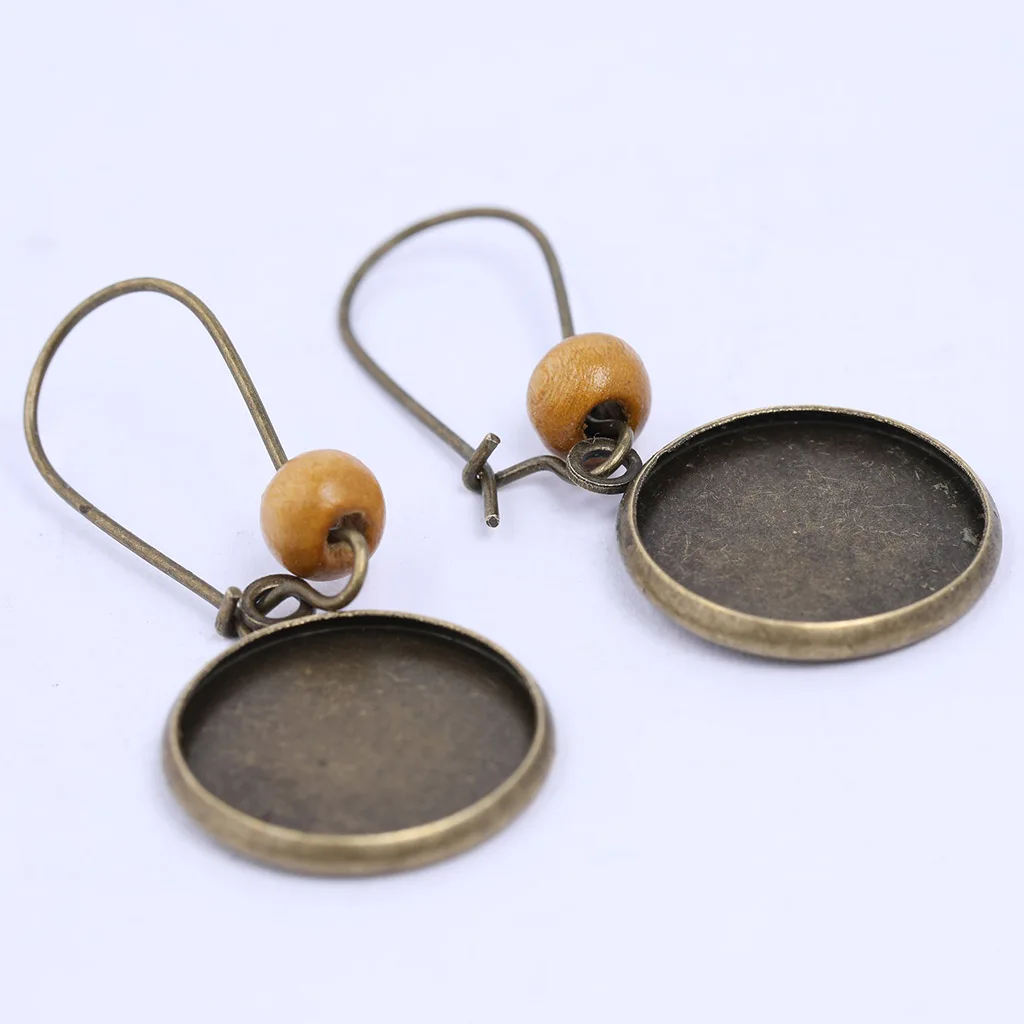 10 шт. античная бронза 18 мм круглый кабошон серьга мотаться База Установка