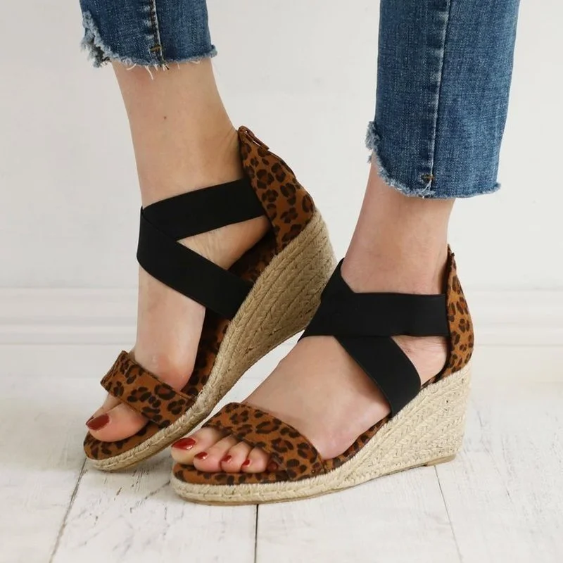 

2021 summer new cross strap open toe wedges sandals platform platform trifle thick bottom hemp rope woven frosted women's shoes