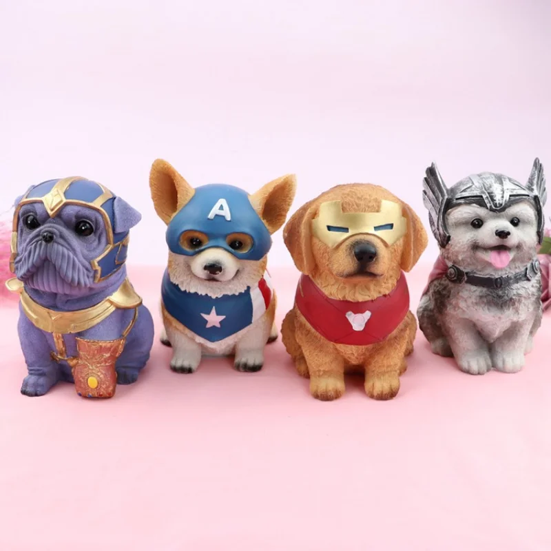 

4Pcs Dog Corgi Golden Retriever Piggy Bank Art Crafts Resin Figurine Home Office Desktop Decoration Animal Ornament Sculpture