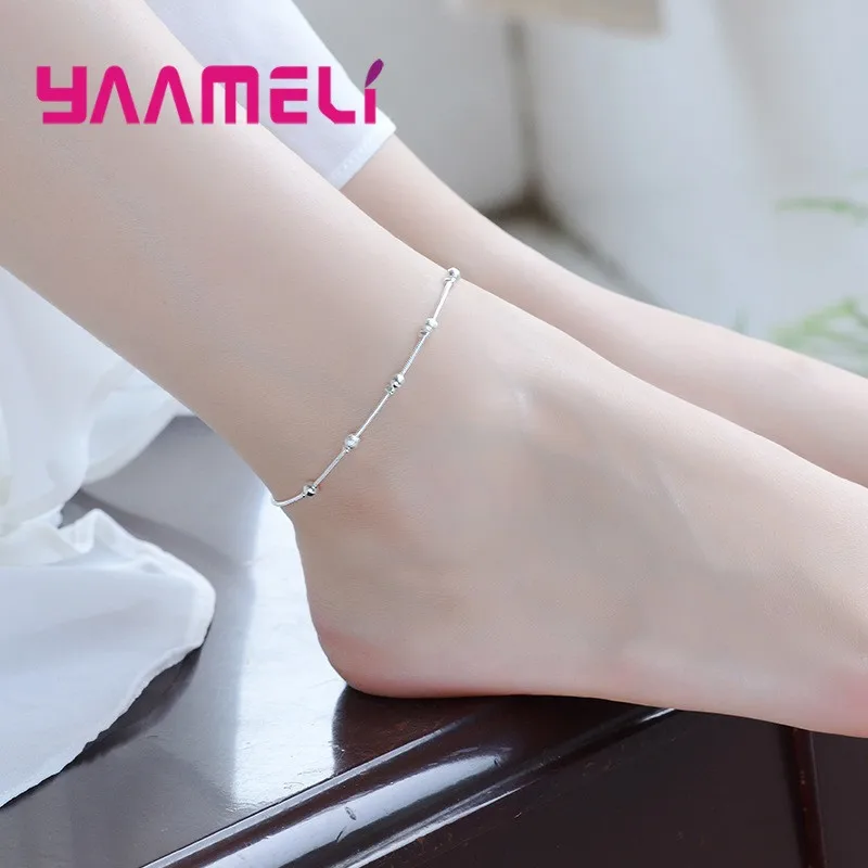 Trendy Women Foot Chains Adjustable Mujer Charm 925 Sterling Silver Anklets Bohemia Jewelry Summer Holiday Design images - 6