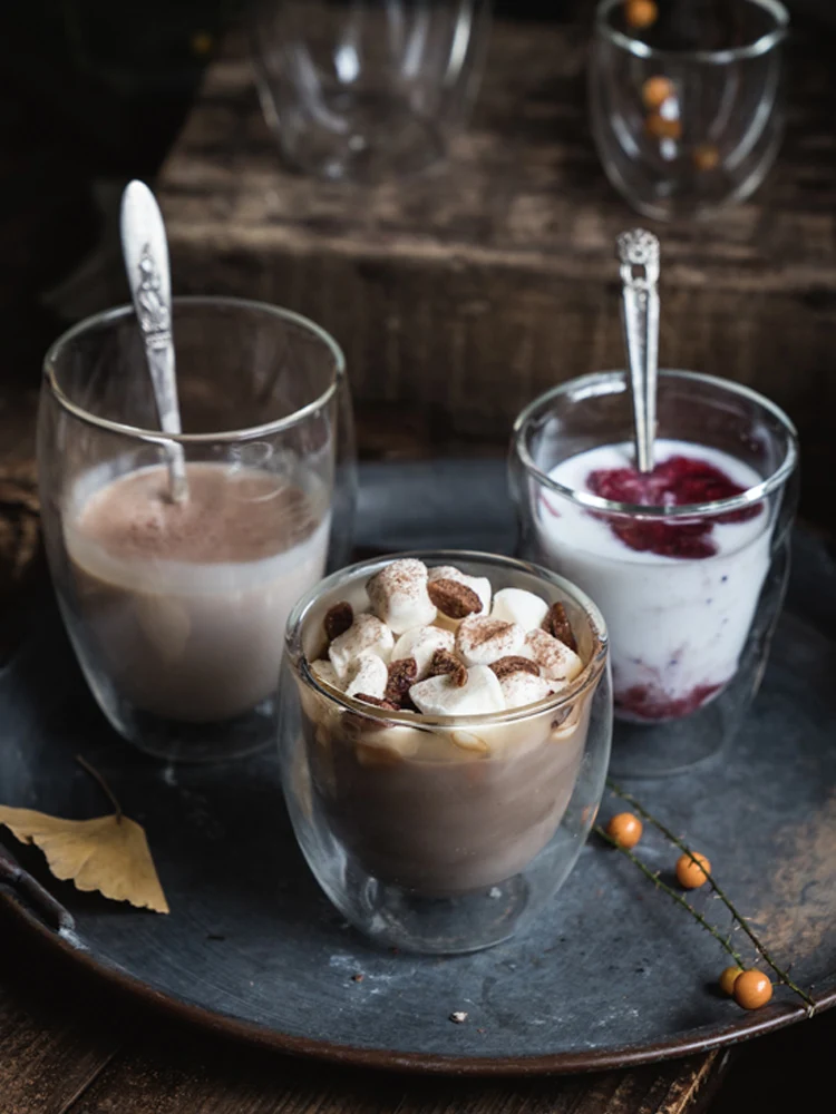 Двойные стеклянные кофейные чашки Wudruncy изолированная стеклянная кружка для кофе