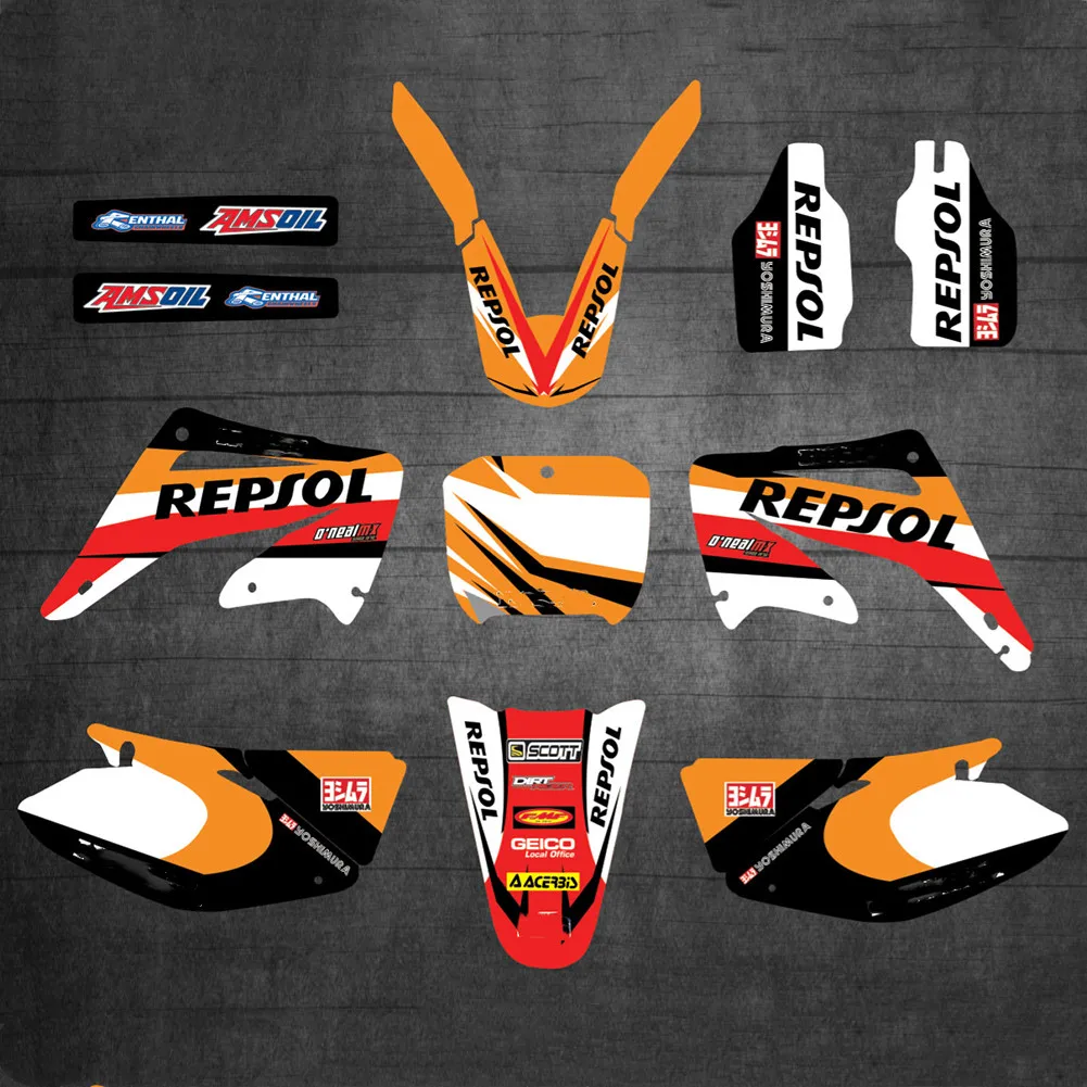 CR 125/250 Графика наклейки комплекты наклеек для Honda CR125 CR250 2002 2003 2004 2005 2006 2007 2008 2009 2010
