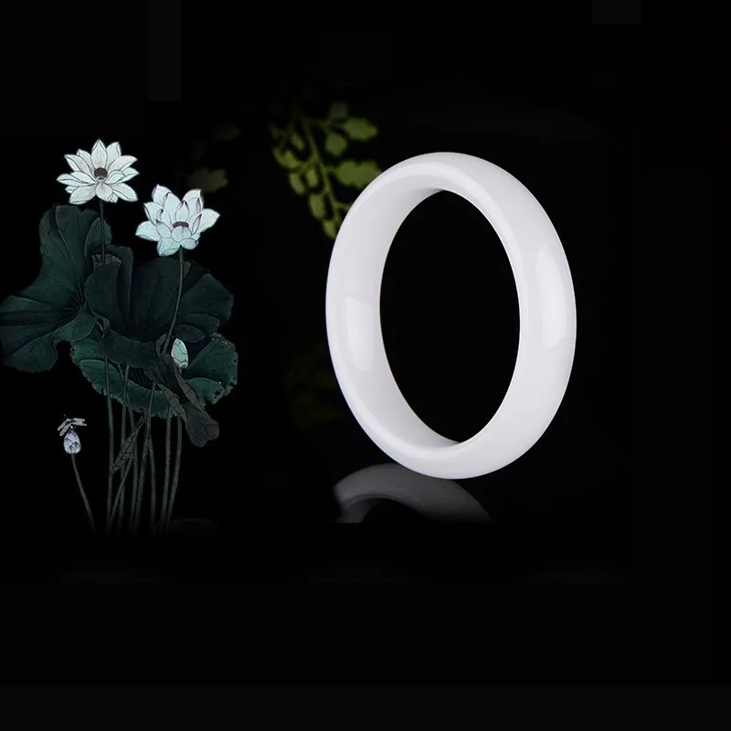 Натуральный белый нефрит украшение очаровательный браслет Жадеит ювелирные