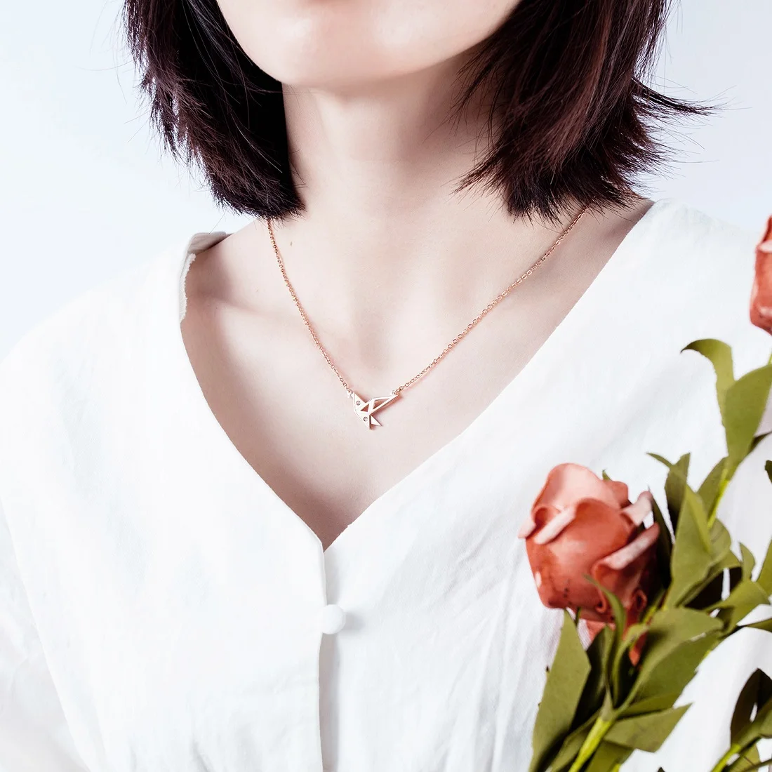 

FATE LOVE Fashion Jewelry Beautiful Cute Child Lady Princess Women Necklace & Pendants Rose Gold Color Stainless Steel