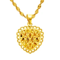 dubai real 24k gold pendant charms for jewelry making for women 24k gold heart shape jewelry pendant necklace diy jewelry