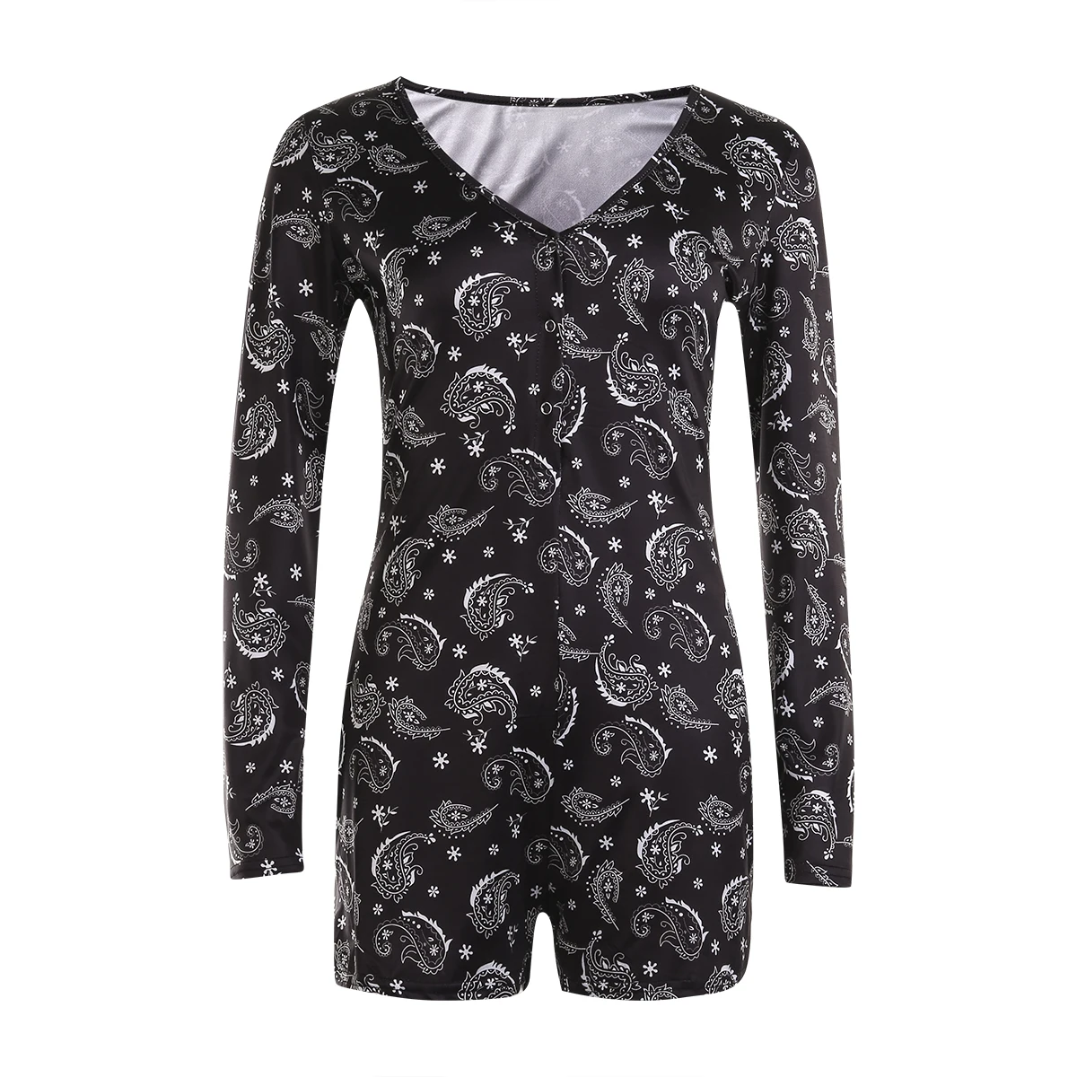 

2020 New Women Slim Print Jumpsuit, Long / Short Sleeve Romper Summer Casual Style Playsuit
