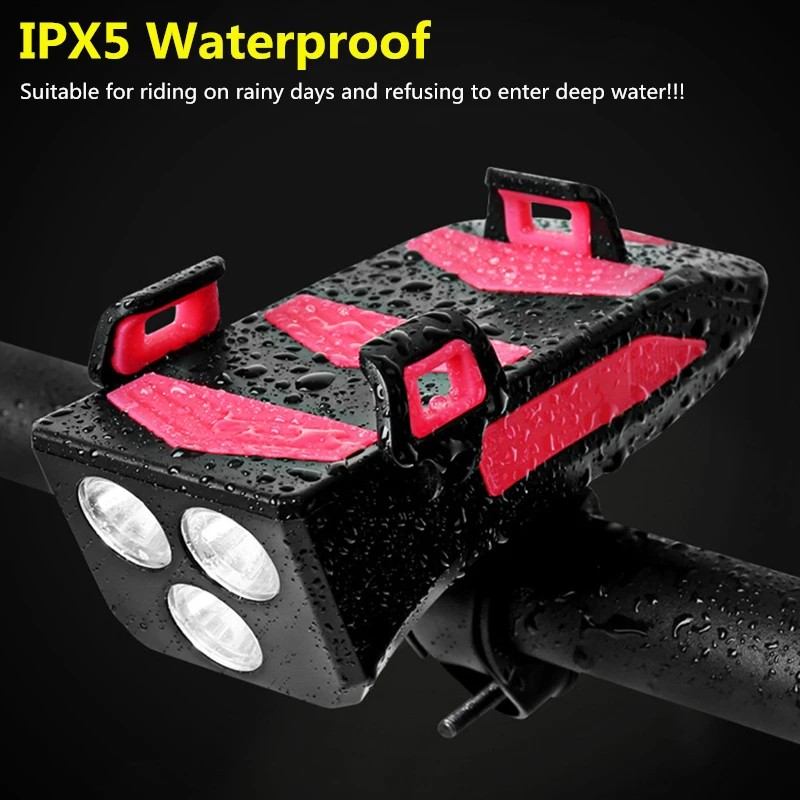 Многофункциональный 4 в 1 велосипедный светильник держатель велосипеда Рог