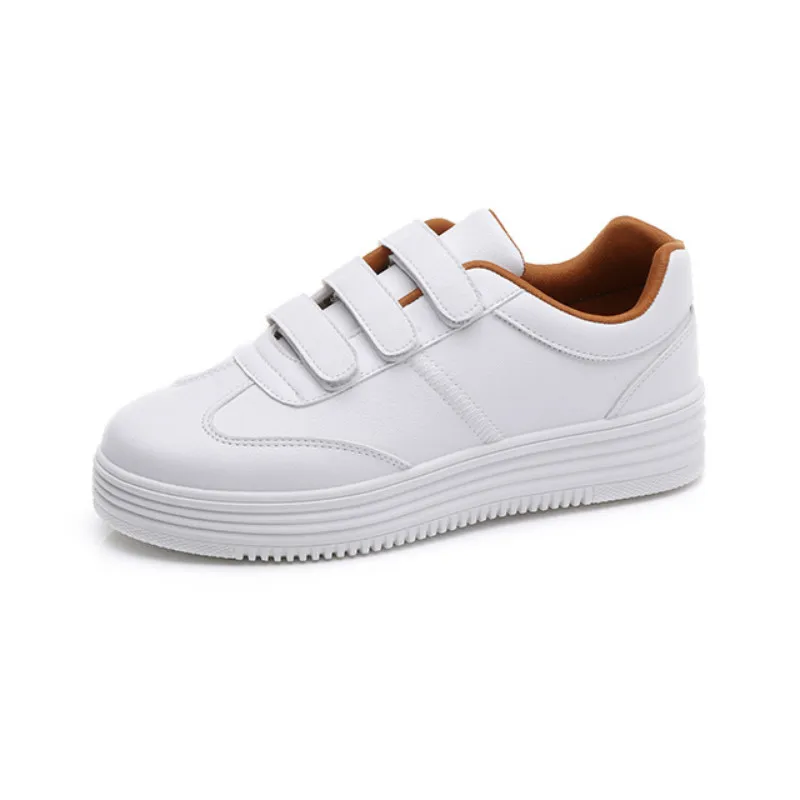 

Women Platform Shoes Women Sneakers Fashion Breathble Vulcanized Shoes Women Velcro Casual Shoes White zapatos mujer M9-44