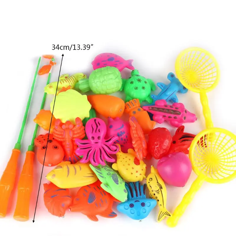 

30/52 Pcs Magnetic Fishing Toys Plastic Fish Rod Set Kids Playing Water Game Educational Gifts