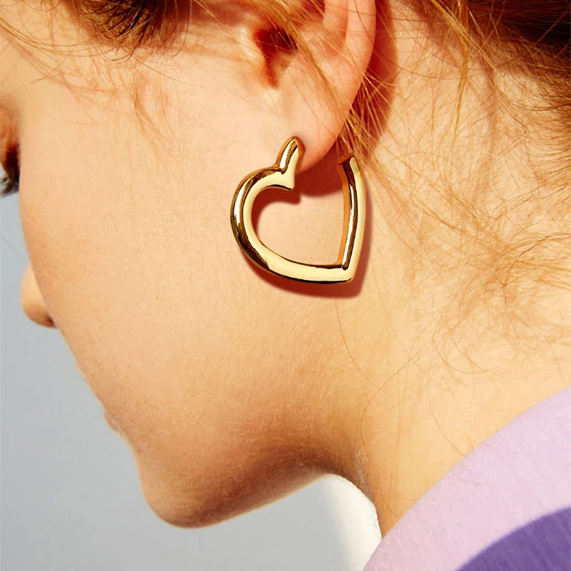 Женские массивные серьги гвоздики GHIDBK простые однотонные в уличном стиле с полым