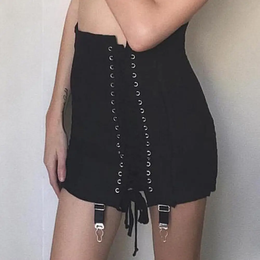 Женская мини-юбка на шнуровке с высокой талией | одежда