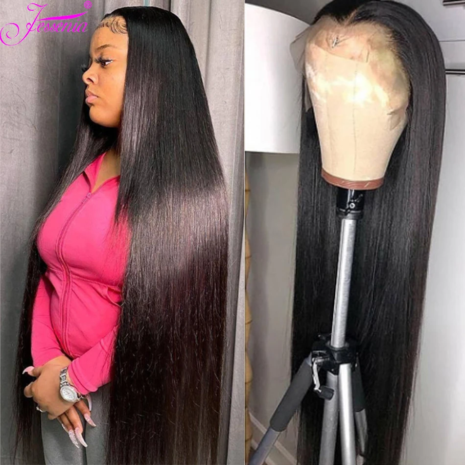 30 40 Inch Brazilian 13X4 Long Straight Wigs For Women 100% Human Hair Front Virgin Hair Wigs Pre Plucked Lace Frontal Best Wig