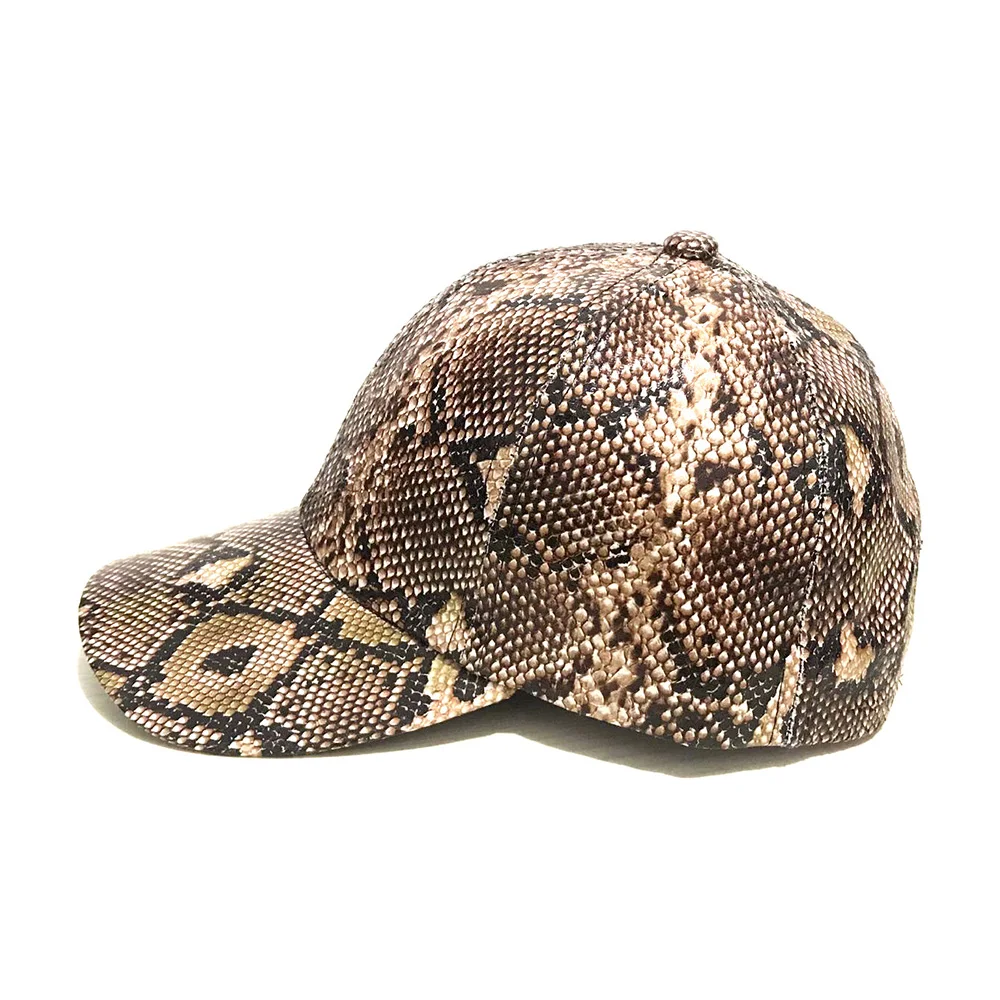 

Summer Baseball Cap Snake Skin Print Leather Dad Hat Men Women Visor Caps Adjustable Bone Hats 2021 High Quality