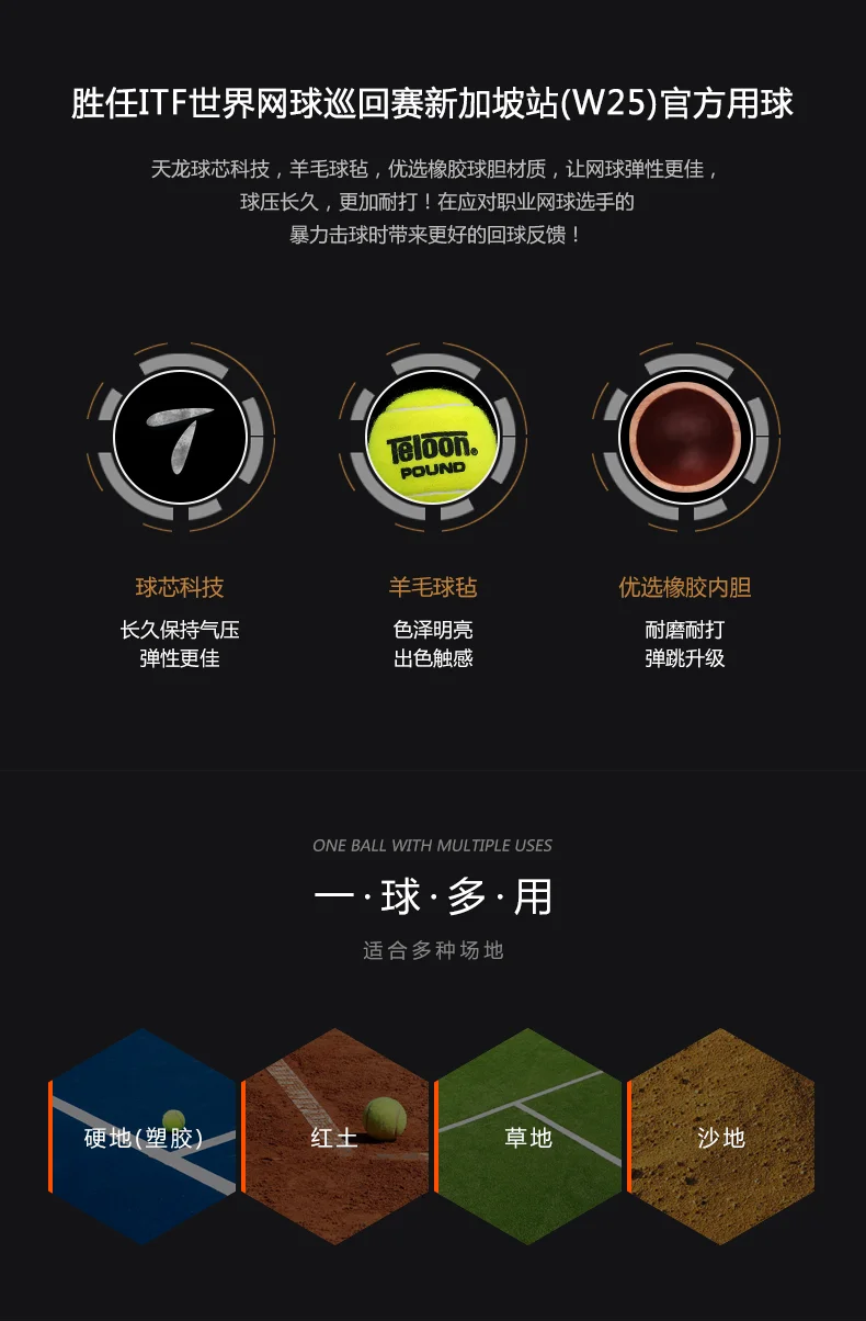 Профессиональные теннисные мячи Teloon уровень для соревнований фунт 3 устойчивый к