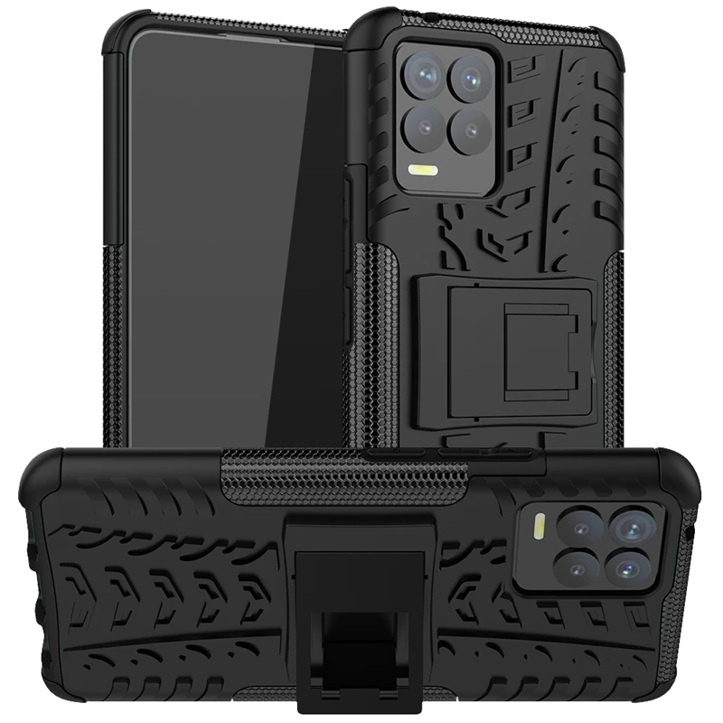 For Oppo Realme 8 Case Cover Anti-knock Heavy Duty KickStand Holder Armor Bumper Cover Realme 8 Silicone Phone Case For Realme 8