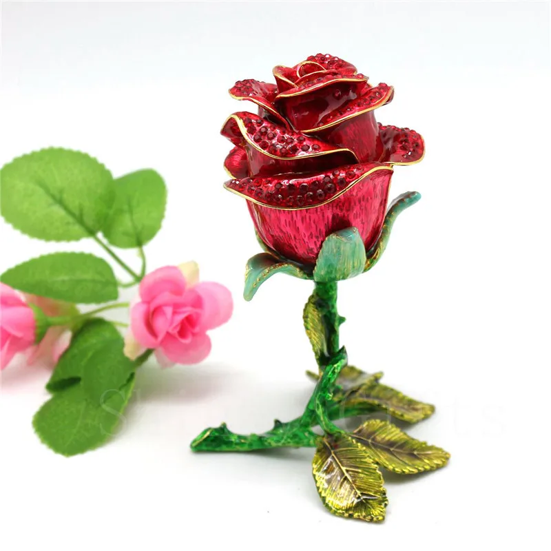 Эмалированная коробка ручной работы в форме розы для хранения ювелирных