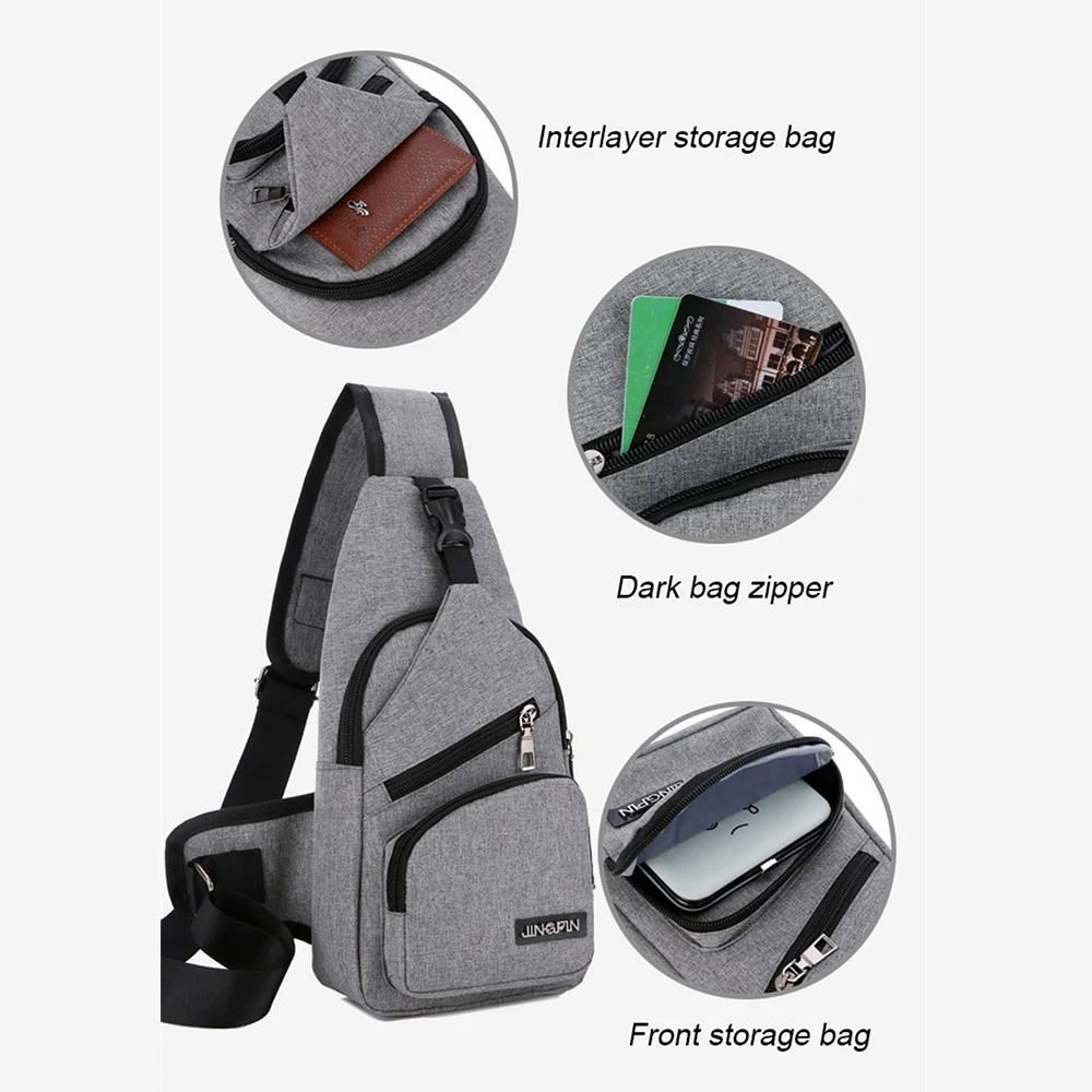 Usb зарядка нагрудная сумка водонепроницаемая износостойкая спортивная на одно