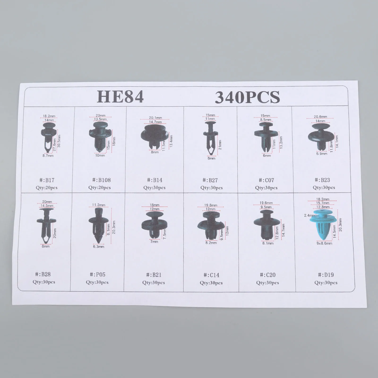 12 видов 340 шт. разнообразные автомобильные крепежи фиксаторы для бампера