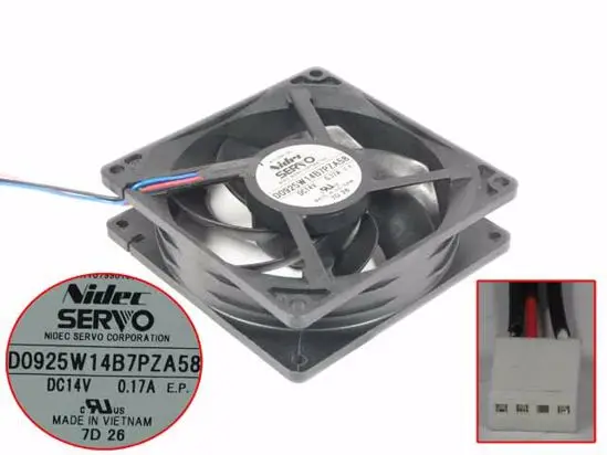 Nidec D0925W14B7PZA58 DC 14 0.17A защитного стекла 92x92x25 мм 3 Провода Сервер