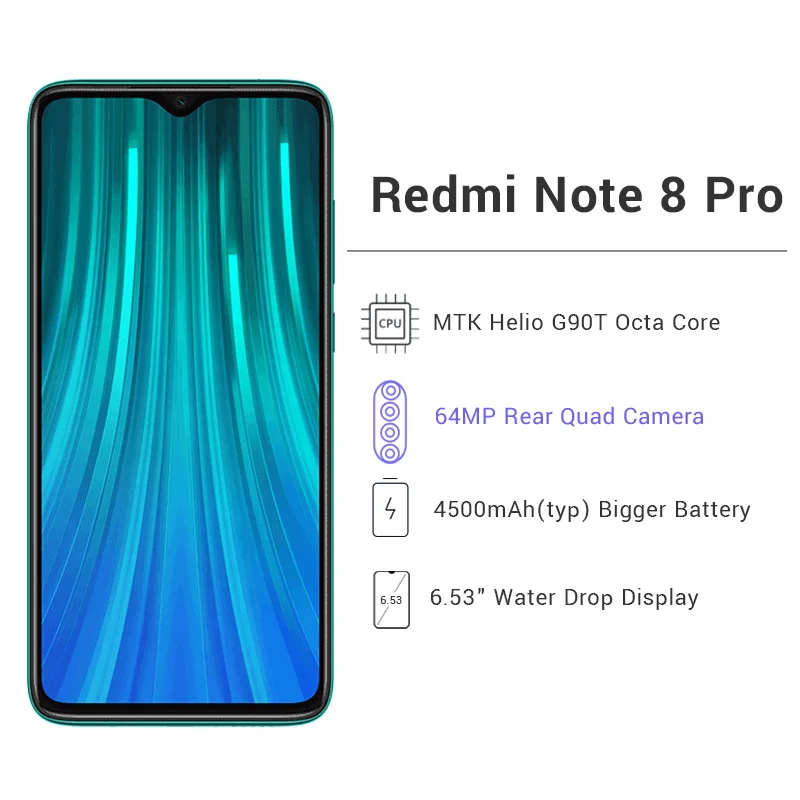 Xiaomi Redmi Note 8 Pro с глобальной прошивкой ГБ 128 Note8 64 мп четыре тыловые камеры смартфон