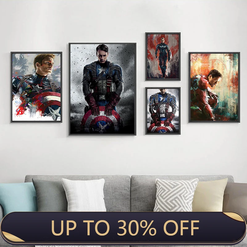 Картина из серии Капитан Америка с граффити домашний декор постер на холсте