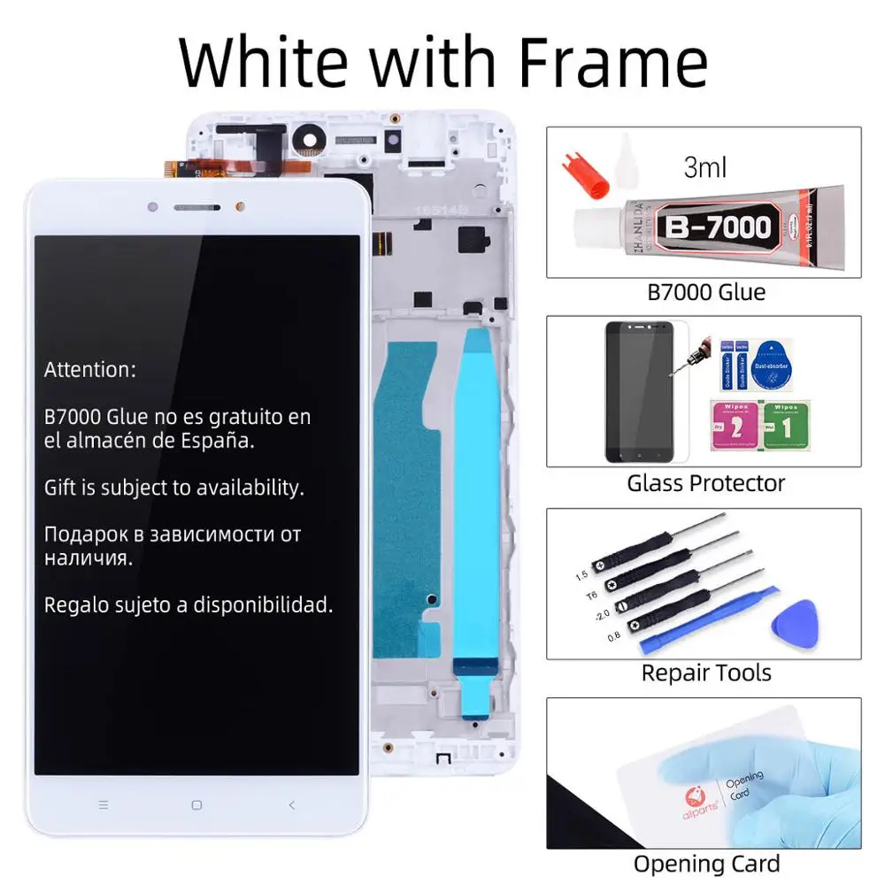 Snapdragon 625 Дисплей для Xiaomi Redmi Note 4x LCD в сборе с тачскрином на рамке 5.5'' черный белый золото - Цвет: with Frame White