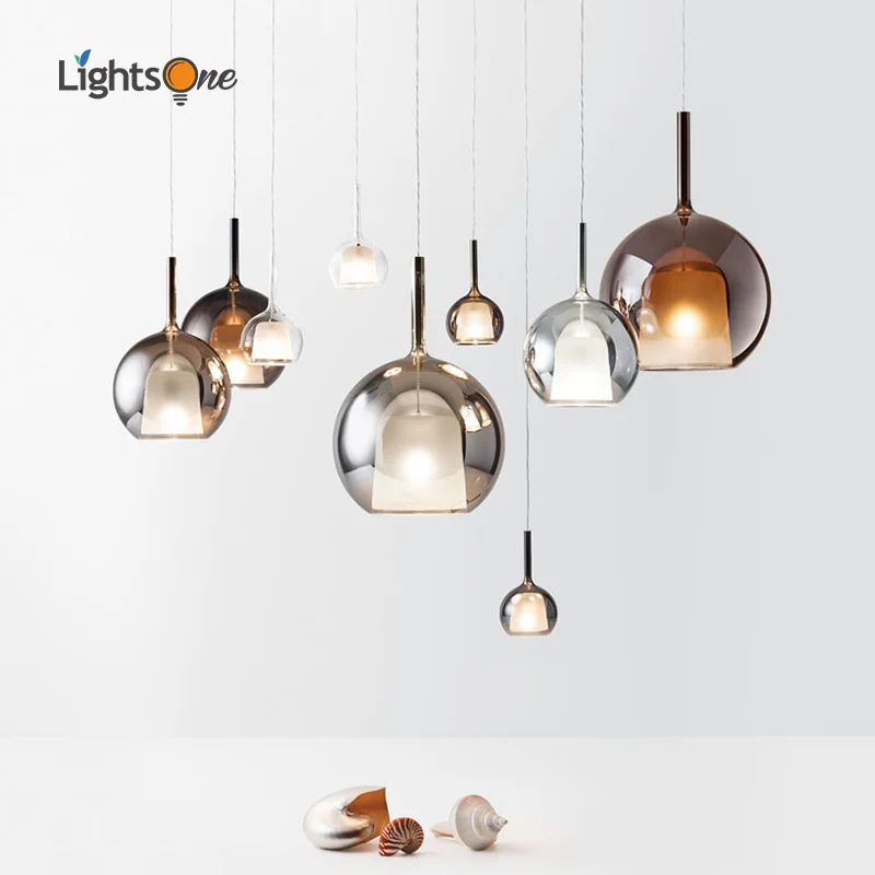 

Simple modern restaurant pendant lights Nordic minimalist art creative bar single head glass pendant lamp