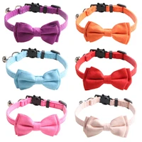 soft cat collar breakaway with cute bow tie and bell for kitty colorful adjustable safety kitten collars for small dogs