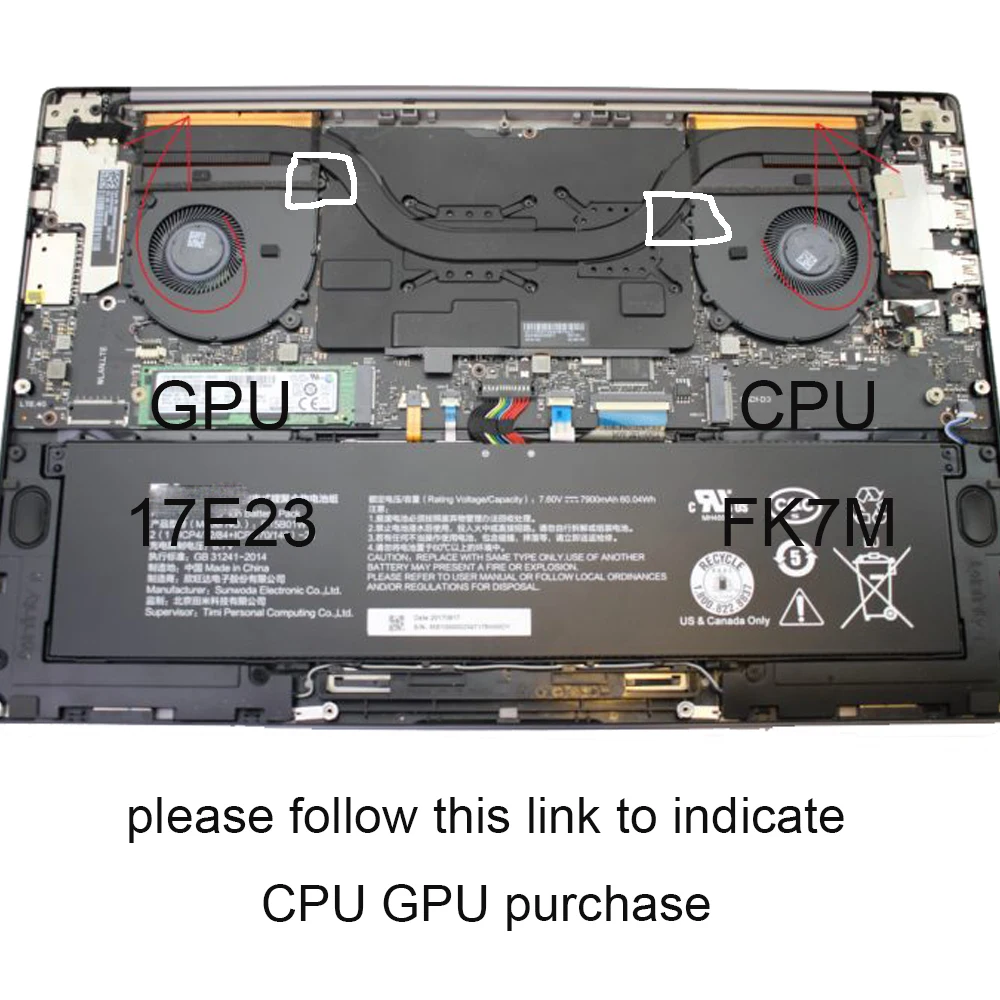 cpu cooling fan notebook pc for xiaomi pro air 15 6 fk7n fk7m 6033b0061601 1501 computer gpu graphics card cooler radiator fans free global shipp