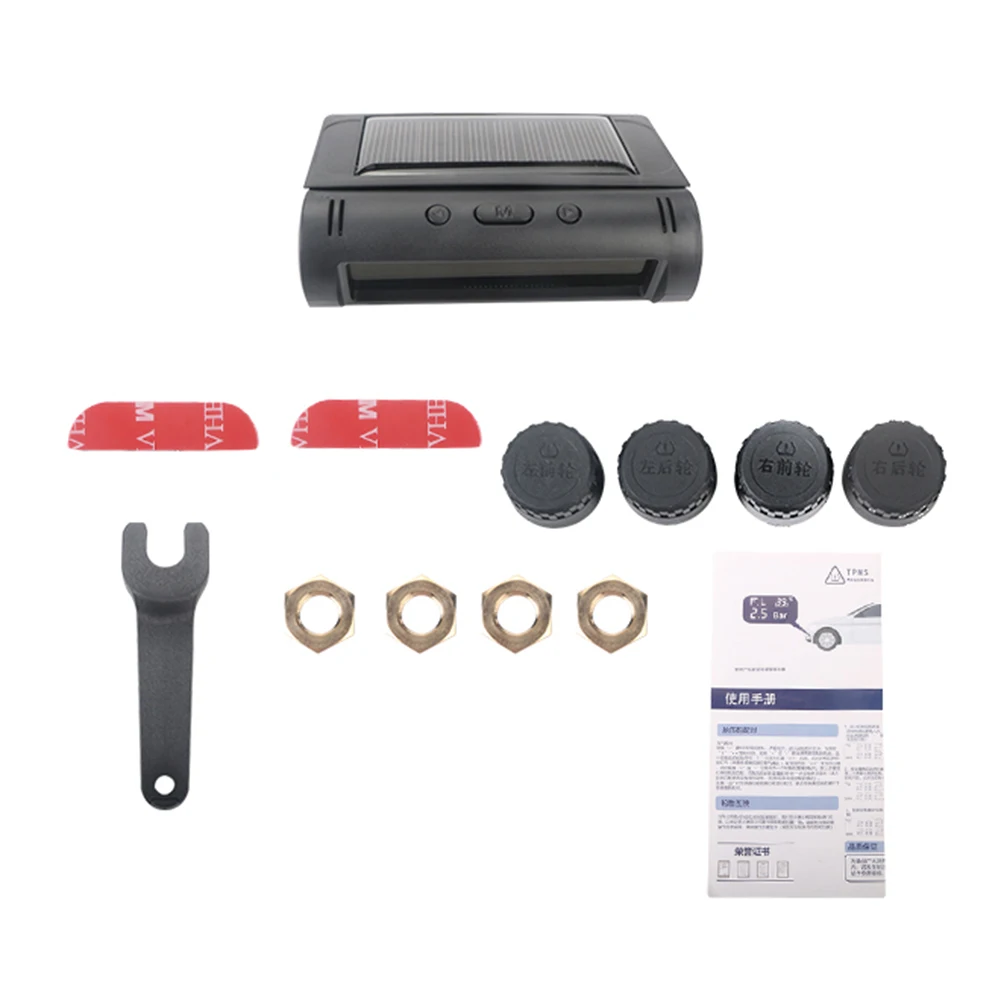 

Solar Power Car TPMS Tyre Pressure Monitoring System Auto Security Alarm Systems LCD Display Tyre Pressure Monitor Sensor