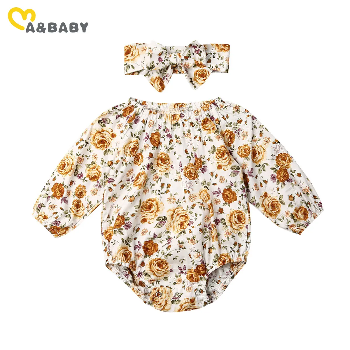 

Ma&Baby 0-18M Vintage Flower Newborn Infant Baby Girls Romper Long Sleeve Jumpsuit Autumn Spring Baby Girl Clothes