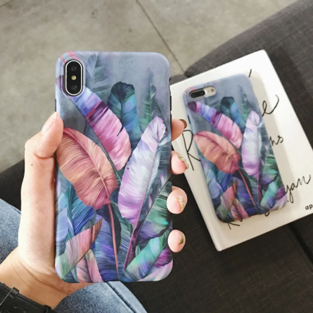 

Colorful plantain leaves Phone Case For iPhone 12 Pro Max 11 Pro Max XR XS Max 7 8 Plus 6 6S Soft Full Back Cover