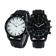 Luminous Hands Big Dial Couple Silicone Band Couple Watches Black/White Dial Sport Fashion Lovers Wa