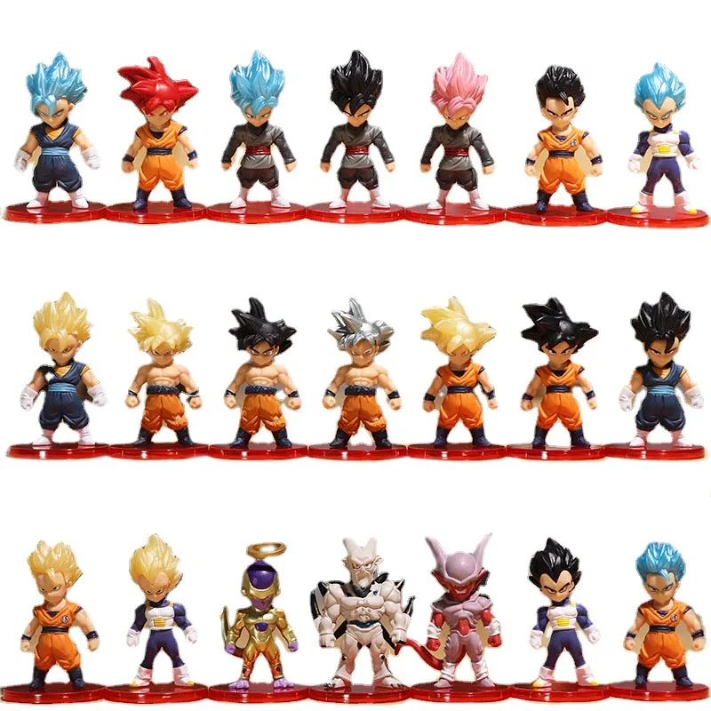 

7-8cm Dragon Ball Anime Figures Model Q Version Cute Dolls Son Goku Gohan Vegeta Saiyan Action Figures Toys For Children