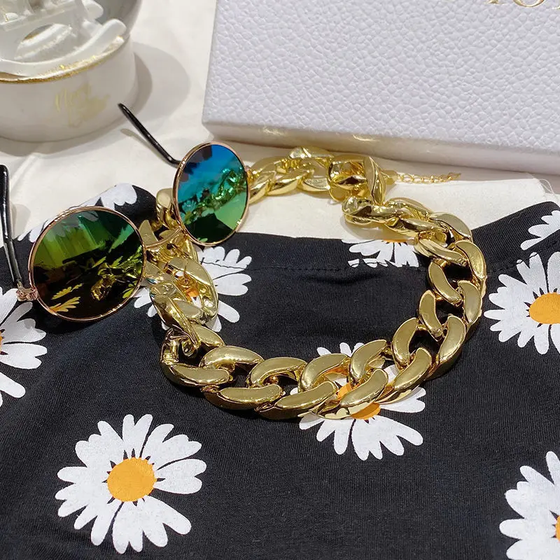 Прочный металлический ошейник для домашних питомцев золотистый большого