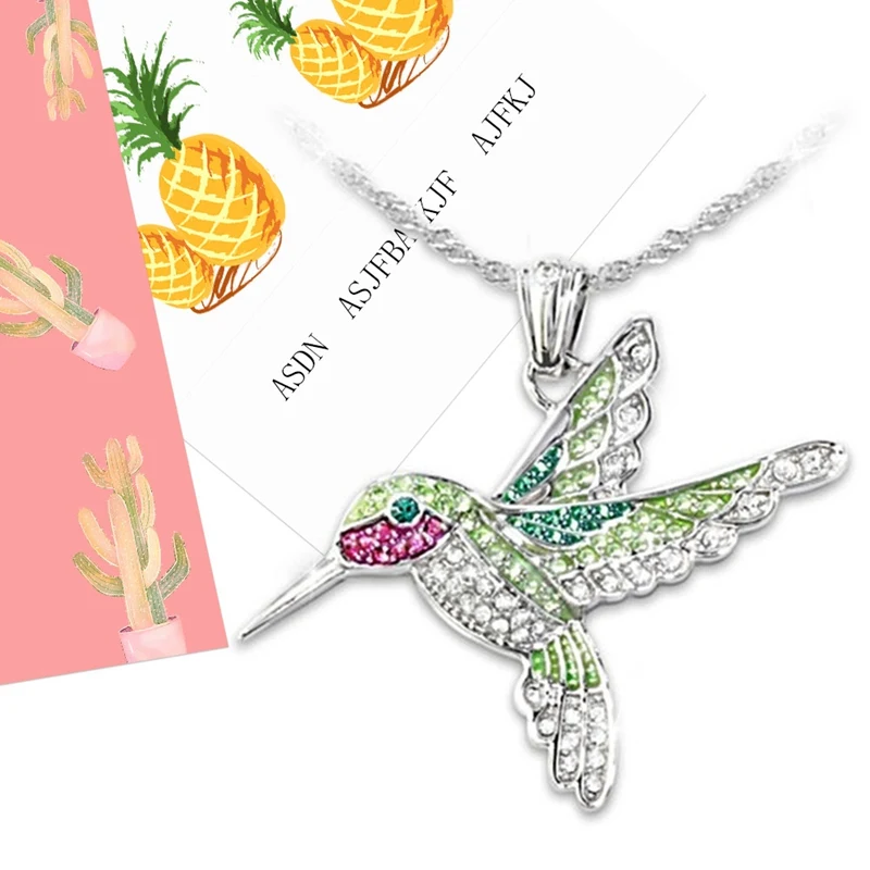 Стразы Подвеска с голубым летающим Колибри ожерелье цепочка ошейник Новый