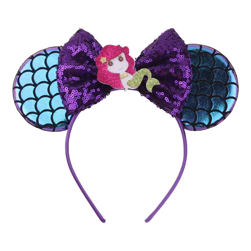 headband 11 3," Русалка Минни ободок с мышиными ушками Блестки для волос повязка для волос с бантом DIY Девушки аксессуары для волос для детей модный Косплей-повязка на волосы - Цвет: headband 11