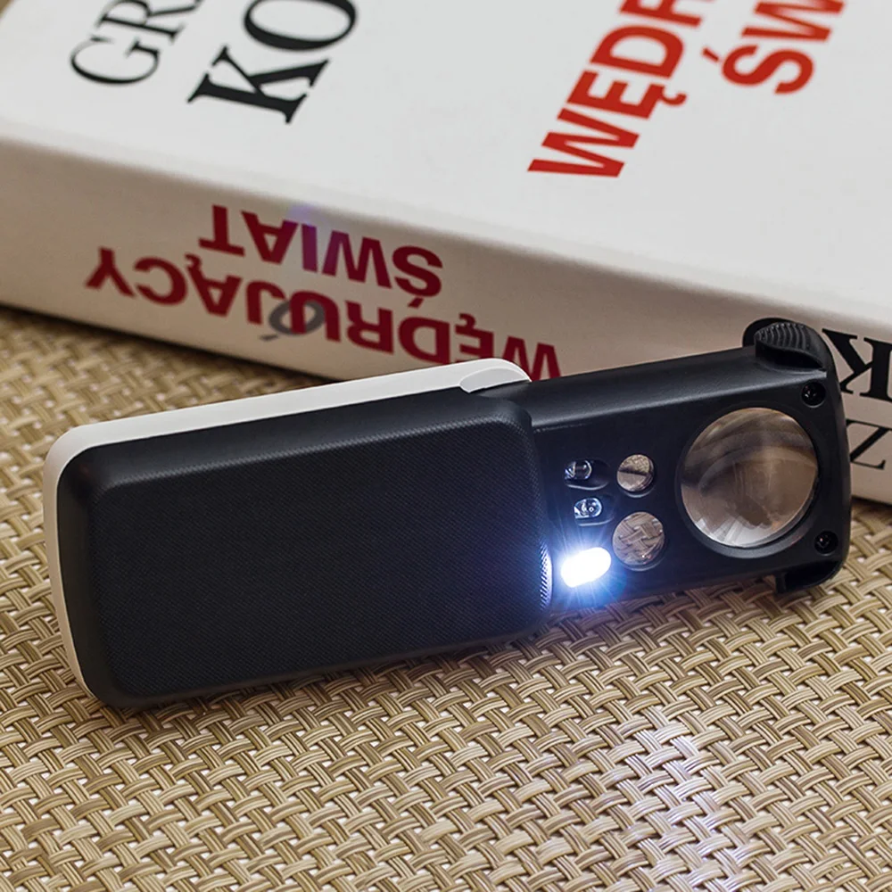

Acrylic Optical Lens Pockets Magnifying Magnifier Jeweler Eye Glass Loupe with LED and UV Light for Jewelry Appraisal / Reading