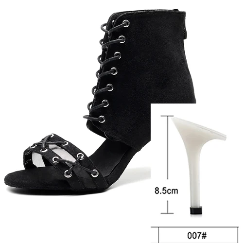 black heel 8.5cm WUXIJIAO/туфли для латинских танцев; женские черные сапоги на высоком каблуке в английском стиле; удобная обувь для сальсы; вечерние туфли на молнии сзади - Цвет: black heel 8.5cm