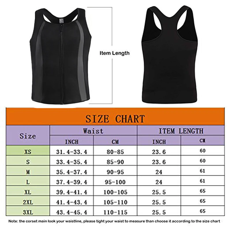 Мужской жилет-сауна для тренировок талии жилет на молнии корсет из неопрена