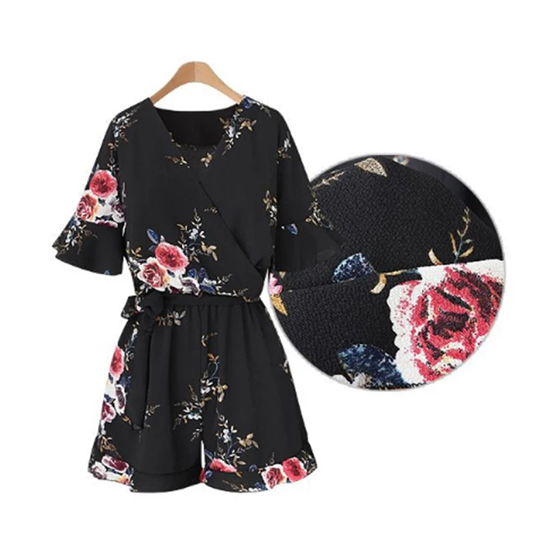 Летний повседневный комбинезон с круглым воротником и карманами Женский