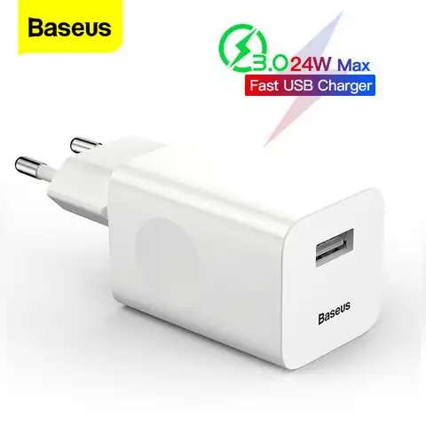 Baseus 24W Quick Charge 3.0 USB Зарядное устройство QC3.0 Настенное зарядное устройство для мобильного телефона для iPhone X Xiaomi Mi 9 Tablet iPad EU QC Быстрая зарядка