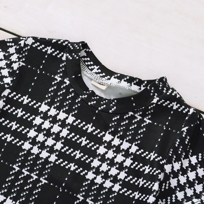 Комплекты детской одежды принцессы для маленьких девочек клетчатая Футболка с