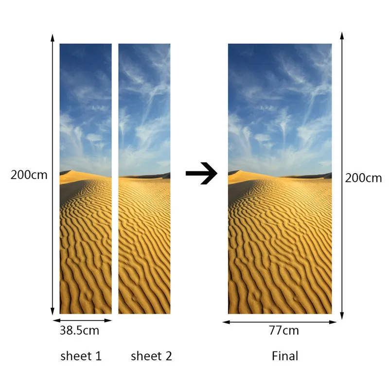 Самоклеящиеся водостойкие дверные стикеры Desert Sand для гостиной гостиницы