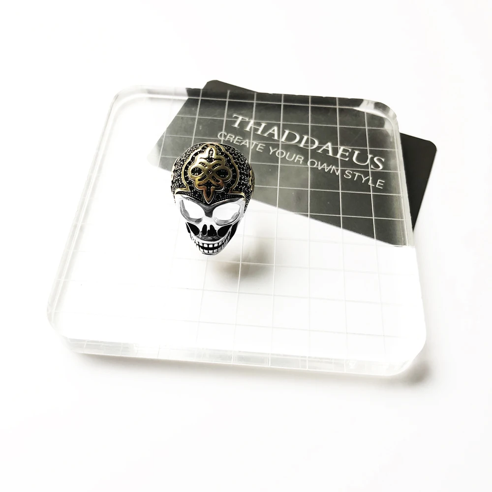 Коктейльное кольцо с черным черепом новый подарок для женщин и мужчин