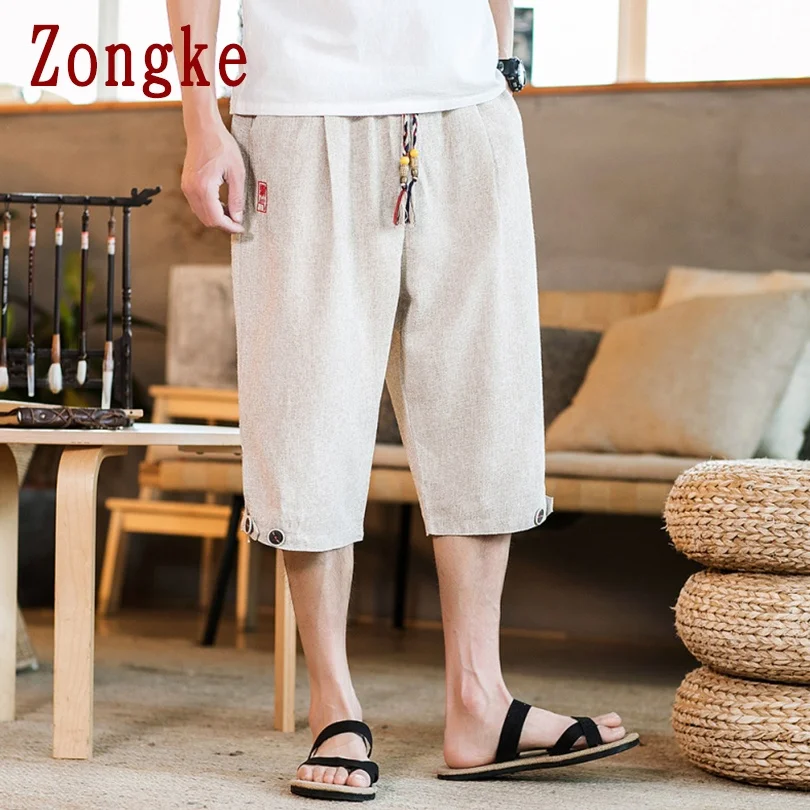 

Zongke Chinese Style Casual Men's Pants Harajuku Men Clothing Calf-Length Pants Men Japanese Style Streetwear Trousers 5XL 2021