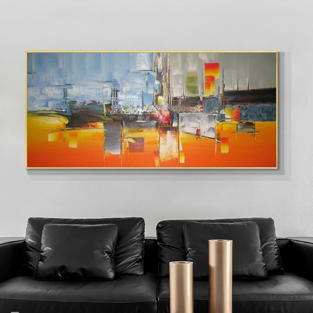 

Abstract Orange Landscape Painting 100% Handpainted Oil Painting On Canvas Unframed Modern Wall Art For House Decoration