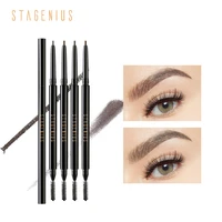 1pc double headed eyebrow pencil natural smooth not smudge rotating triangleround eyebrow enhancers pen with brush beauty tools